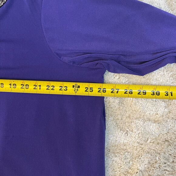 Daisy Fuentes Womens Top Size 2XL Purple Silver Beaded Collar Party Holiday Wear - Picture 9 of 10